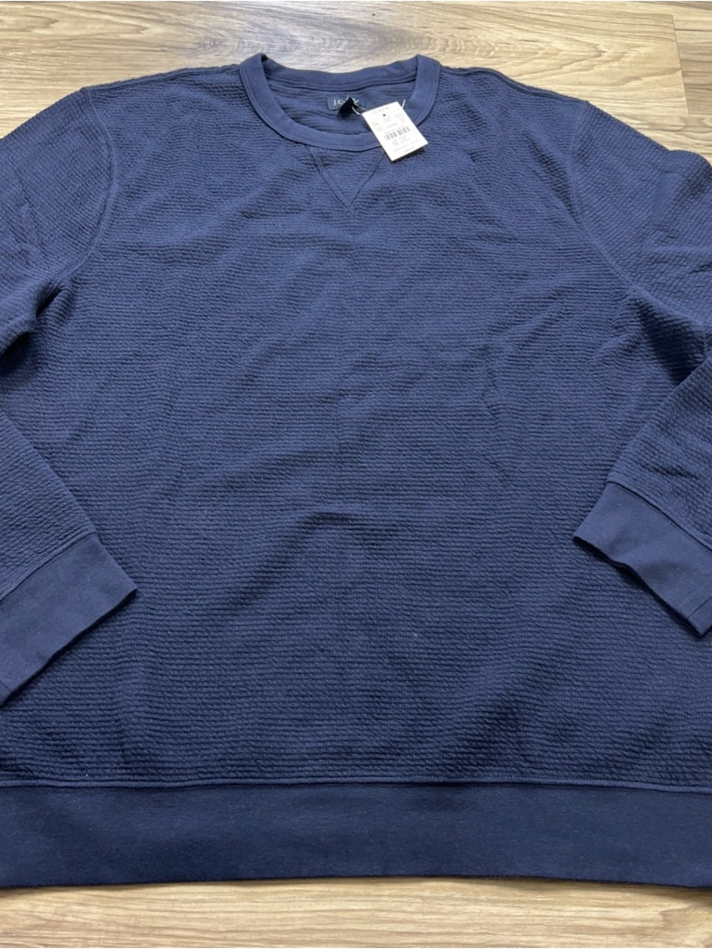 J Crew Waffle Knit Long Sleeve Crewneck Shirt Navy Blue Mens XL CJ045 NWT $90